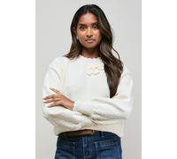 Oasis Women's Floral Detail Long Sleeve Jumper in Ivory | Size: Large Oasis Ivory L