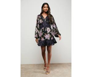 Oasis Women's Floral Devore Mix Mini Dress | Size: 10