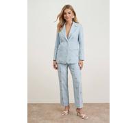 Oasis Women's Floral Embroidered Tailored Suit Trouser in Pale Blue | Size: 6