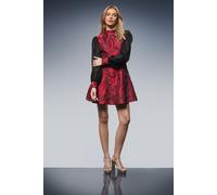 Oasis Women's Floral Jacquard High Neck Flippy Mini Dress in Red | Size: 10 Oasis Red 10