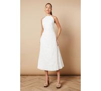 Oasis Women's Floral Lace High Neck Midi Dress in White | Size: 12