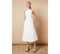 Oasis Women's Floral Lace High Neck Midi Dress in White | Size: 14 Oasis White 14