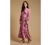 Oasis Women's Floral V Neck Maxi Wrap Dress in Pink | Size: 12