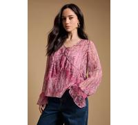 Oasis Women's Fluted sleeve lace trim blouse in Animal | Size: 8 Oasis Animal 8