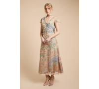 Oasis Women's Fluted Sleeve Midaxi Dress With Neck Scarf Detail | Size: 6