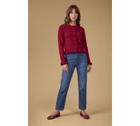 Oasis Women's Frill Detail Button Up Cardigan Sweater in Berry | Size: Small