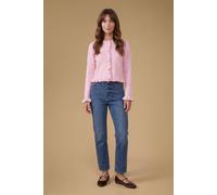 Oasis Women's Frill Detail Button Up Cardigan Sweater in Pink | Size: Small