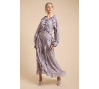 Oasis Women's Frill Keyhole Maxi Dress in Blue | Size: 12