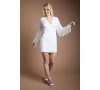Oasis Women's Fringed Lace Long Sleeve Wedding dress in Ivory | Size: 14