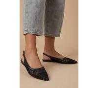 Oasis Women's Gemma Mesh Slingback Pointed Flat Shoes in Black | Size: 3