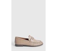 Oasis Women's Grace Faux Leather Grandad Loafers in Beige | Size: 3