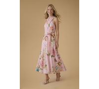 Oasis Women's Halter Cross Neck Printed Viscose Midaxi Dress | Size: 18