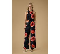 Oasis Women's Halter Cross Neck Viscose Printed Jumpsuit | Size: 14 Oasis Multicolor 14