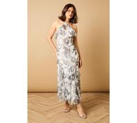Oasis Women's Halterneck Spaghetti Strap Maxi Dress in Mono | Size: 10 Oasis Mono 10