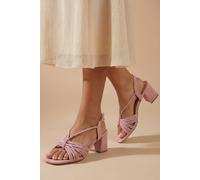 Oasis Women's Heidi Faux Suede Flared Block Heel Strappy Sandals in Pink | Size: 5