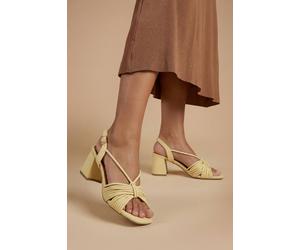 Oasis Women's Heidi Faux Suede Flared Block Heel Strappy Sandals in Yellow | Size: 4 Oasis Yellow 4
