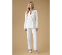 Oasis Women's Hen Feather Cuff Jewelled Blazer in Ivory | Size: 16