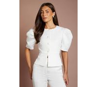Oasis Women's Hen Matte Satin Tailored Top in Ivory | Size: 6