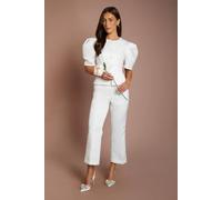 Oasis Women's Hen Matte Satin Tailored Trouser in Ivory | Size: 12