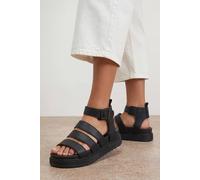 Oasis Women's Honour Faux Leather Multi Strap Footbed Chunky Wedge Sandals in Black | Size: 3 Oasis Black 3