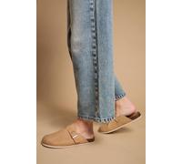 Oasis Women's Jackie Faux Nubuck Suede Closed Toe Footbed Mules in Beige | Size: 3