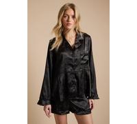 Oasis Women's Jacquard Bow Detail Satin Pyjama Short Set in Black | Size: Large Oasis Black L