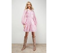 Oasis Women's Jacquard Chiffon Button Down Belted Mini Dress in Mauve | Size: 12 Oasis Mauve 12