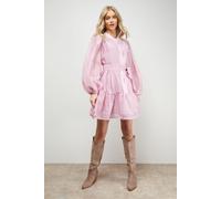 Oasis Women's Jacquard Chiffon Button Down Belted Mini Dress in Mauve | Size: 14 Oasis Mauve 14