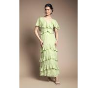 Oasis Women's Jacquard Ruffle Maxi Dress in Chartreuse | Size: 14
