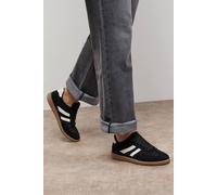 Oasis Women's Jenna Faux Suede Mesh Detail Lace Up Trainers in Natural Black | Size: 3