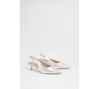 Oasis Women's Jess Faux Metallic Leather Kitten Heel Slingback Court Shoes in Silver | Size: 4 Oasis Silver 4