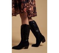 Oasis Women's Jessie Faux Suede & Leather Western Cowboy Calf Boots in Natural Black | Size: 7 Oasis Natural Black 7