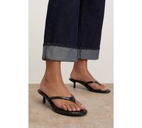 Oasis Women's Julia Faux Croc Toepost Kitten Heel Sandals in Black | Size: 5 Oasis Black 5