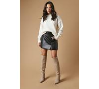 Oasis Women's Kandi Faux Leather High Block Heel Pointed Over The Knee Boot in Taupe | Size: 3 Oasis Taupe 3