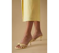 Oasis Women's Karla Faux Leather Bow Detail Medium Stiletto Heel Mules in Yellow | Size: 3
