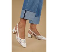 Oasis Women's Katelynn Faux Leather Woven Slingback Block Heel Court Shoes in White | Size: 6 Oasis White 6
