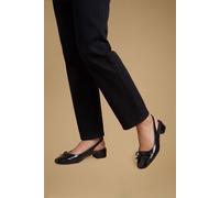 Oasis Women's Keira Faux Leather Bow Detail Slingback Block Heel Court Shoe in Black | Size: 4