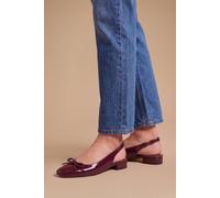 Oasis Women's Keira Faux Leather Bow Detail Slingback Block Heel Court Shoe in Wine | Size: 5