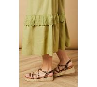 Oasis Women's Kenza Faux Suede Strappy Low Wedge Espadrille Sandals in Leopard | Size: 6 Oasis Leopard 6