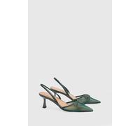 Oasis Kika Mesh Bow Detail Slingback Medium Flared Heel Court Shoes