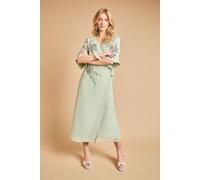Oasis Women's Kimono Sleeve Trailing Embellished Maxi Dress in Sage | Size: 10