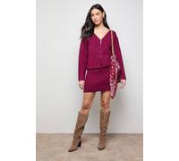 Oasis Women's Knitted Mini Skirt in Wine | Size: Small Oasis Wine S