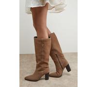 Oasis Women's Kresta Suede High Block Heel Knee Boots in Taupe | Size: 3 Oasis Taupe 3