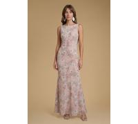 Oasis Women's Lace Cowl Back Chiffon Printed Maxi Dress in Rose | Size: 6