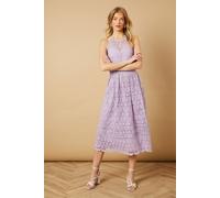 Oasis Women's Lace Detail Halterneck Midi Dress in Lilac | Size: 12 Oasis Lilac 12