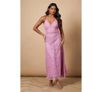 Oasis Women's Lace Insert Strappy Midi Dress in Purple | Size: 8