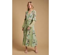 Oasis Women's Lace Panel Midi Dress in Sage | Size: 6