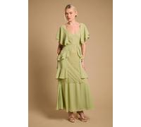Oasis Women's Lace Panel Ruffle Maxi Dress in Green | Size: 10 Oasis Green 10