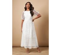 Oasis Women's Lace Puff Sleeve Midaxi Dress in White | Size: 8 Oasis White 8