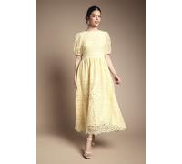 Oasis Women's Lace Puff Sleeve Midaxi Dress in Yellow | Size: 12 Oasis Yellow 12